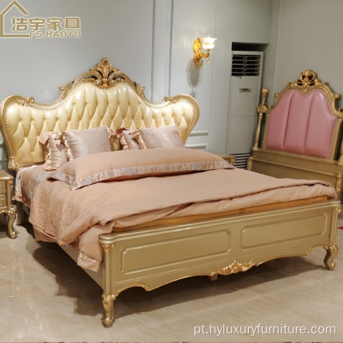 Móveis de quarto de luxo estilo americano cama king size de madeira